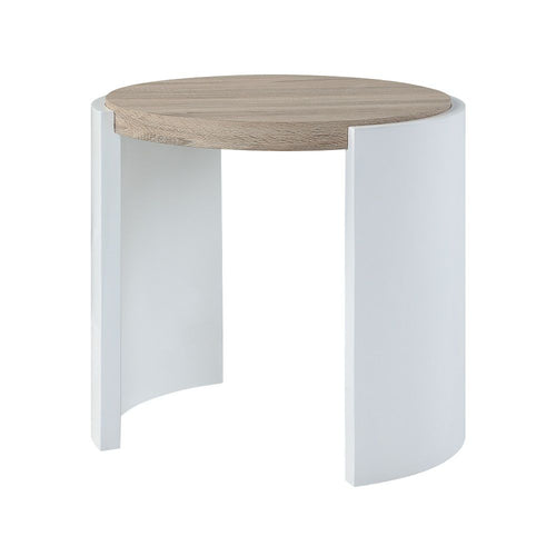 Zoma - Table Oak & White High Gloss End Tables