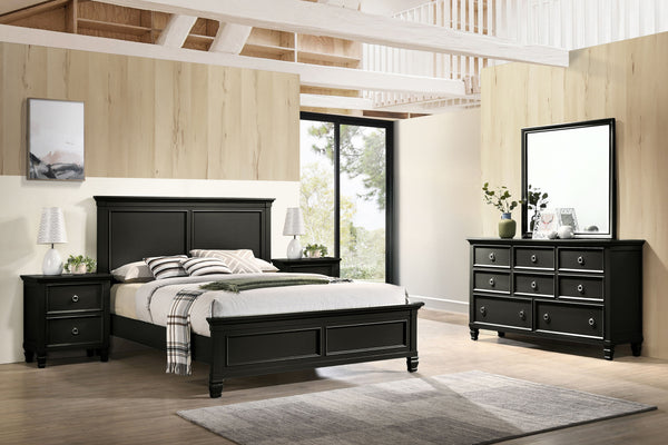 Tamarack - Bedroom Set Black 5 Pc. Bed, Dresser, Mirror, 2 Nightstands Queen