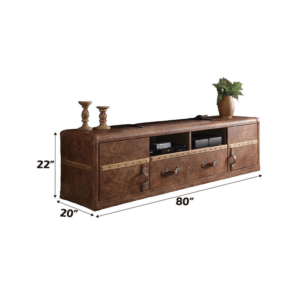 Aberdeen - TV Stand - Retro Brown Top Grain Leather