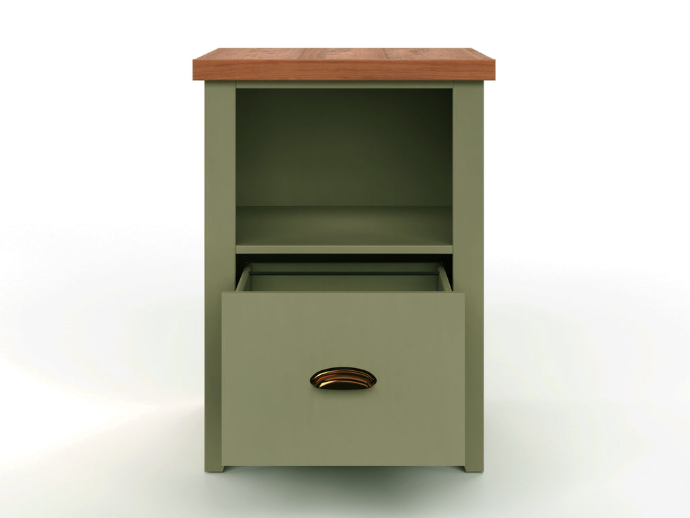 Vineyard - One Drawer File Cabinet - Sage Green / Fruitwood