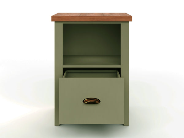 Vineyard - One Drawer File Cabinet - Sage Green / Fruitwood