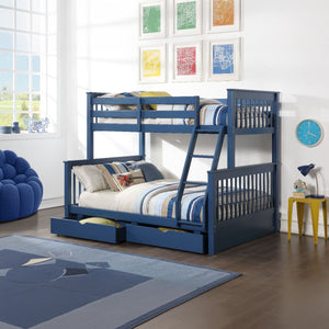 Haley II - Twin Over Full Bunk Bed With Storage Navy Blue