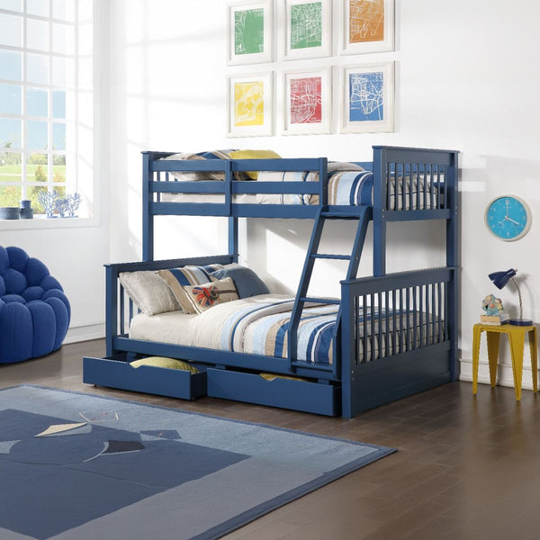 Haley II - Twin Over Full Bunk Bed With Storage Navy Blue
