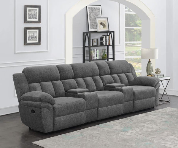 Bahrain - Upholstered Home Theater Seating Dark Gray Manual Reclining
