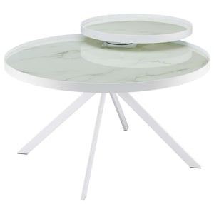 Briggs - Round Marble Printed Glass Top Coffee Table