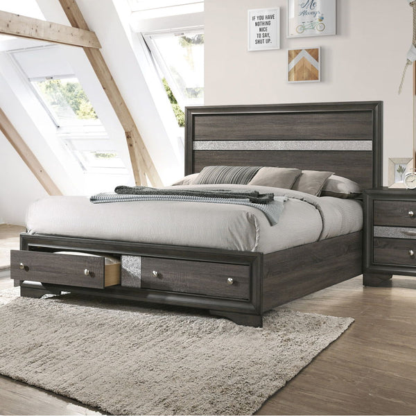 Naima - Bed w/Storage Gray Queen