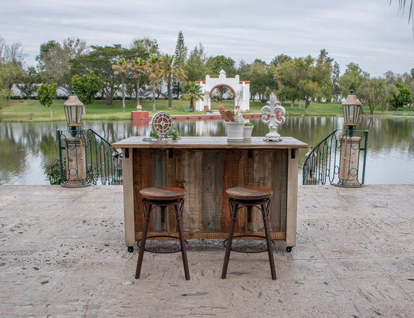 Antique - 2 Drawers Kitchen Island - Multicolor