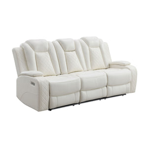 Orion II - Sofa With Dual Recliner White Power Reclining