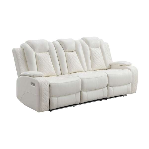 Orion II - Sofa With Dual Recliner White Power Reclining