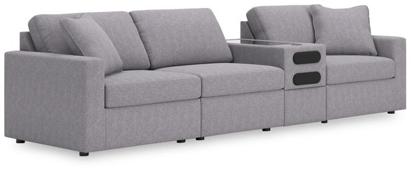 Modmax - Granite - Sectional Gray 4 Pc. Sectional With Audio Console