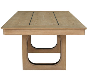 Escape - Dining Rectangular Table With Console And 8 Caster Chairs - Glazed Natural Oak Black Metal Trim