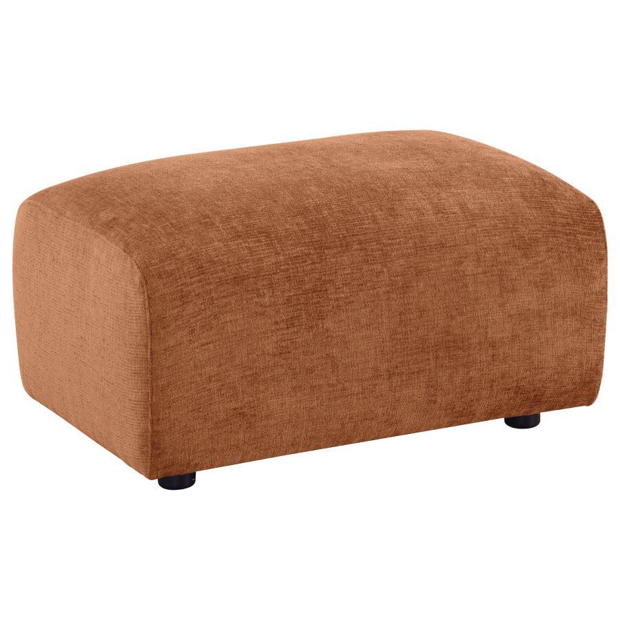 Burnett - Chenille Upholstered Ottoman Orange