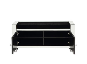 Noralie - 47" Bench With Storage - Mirrored & Faux Diamonds