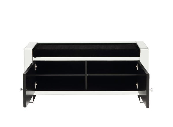 Noralie - 47" Bench With Storage - Mirrored & Faux Diamonds