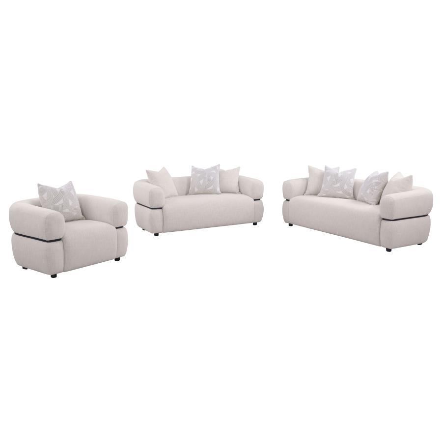 Jeanette - Fabric Upholstered Round Arm Sofa Set Beige 2 Pc. Sofa, Loveseat