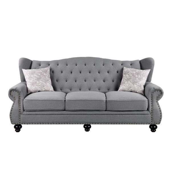 Hannes - Sofa With 2 Pillows - Gray Fabric