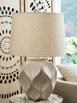 Edselham - Paper Table Lamp - Distressed Cream