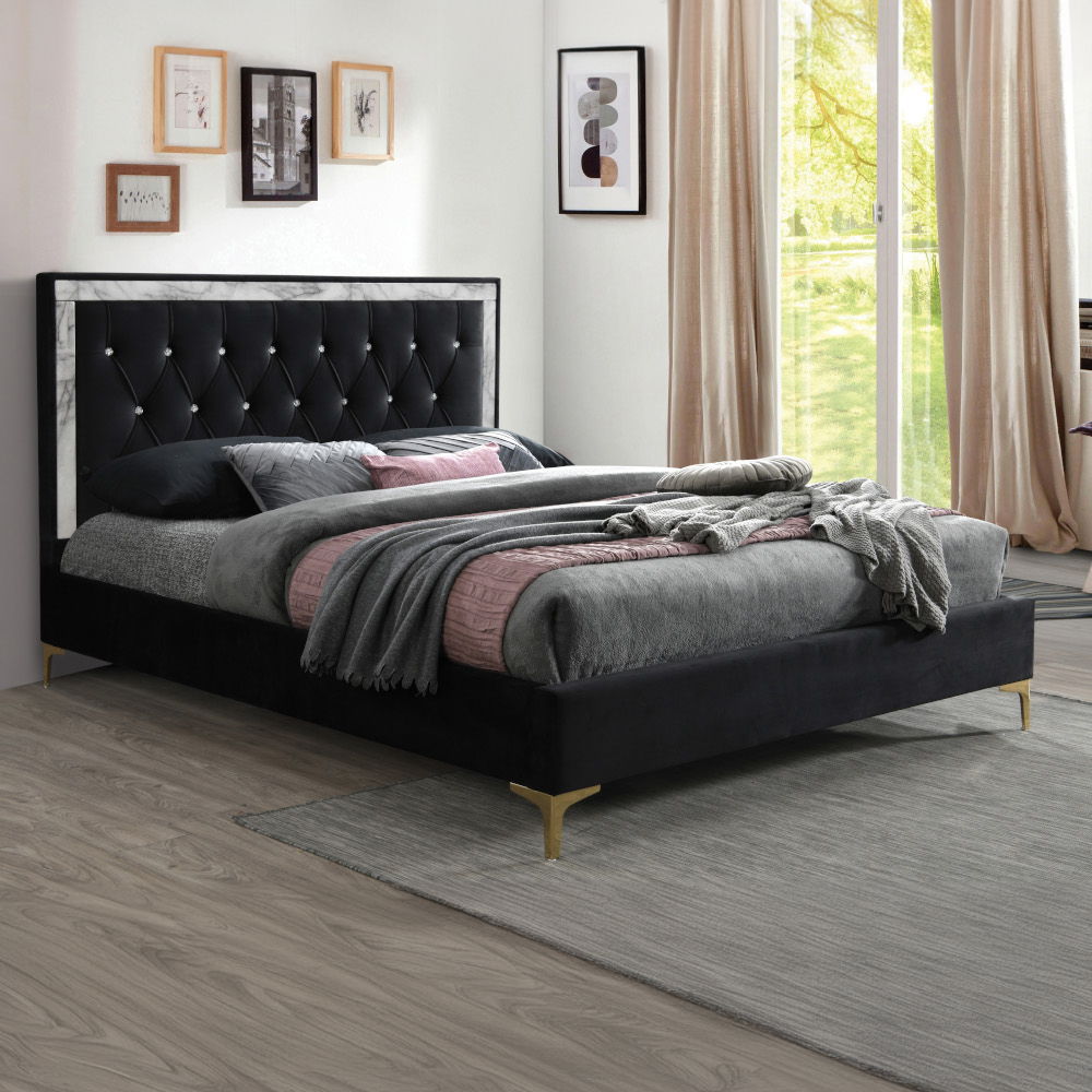 Rowan - Upholstered Bed Black