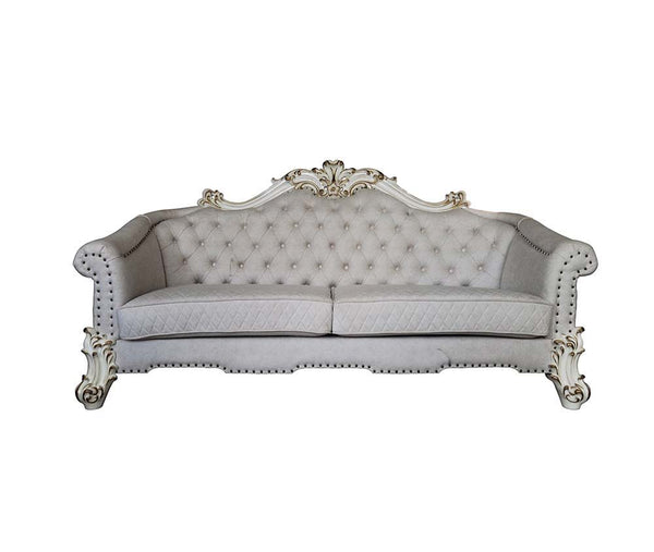 Vendom II - Sofa - Two Tone Ivory Fabric & Antique Pearl Finish