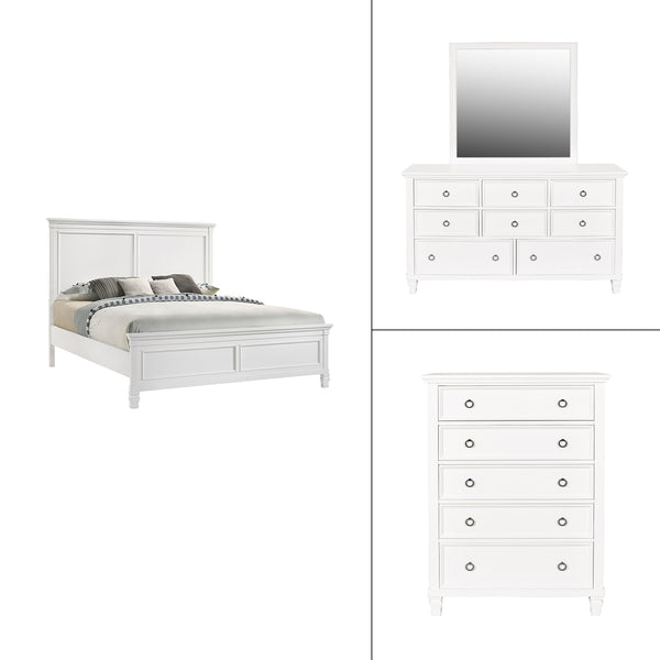 Tamarack - Bedroom Set White 4 Pc. Bed, Dresser, Mirror, Chest Queen