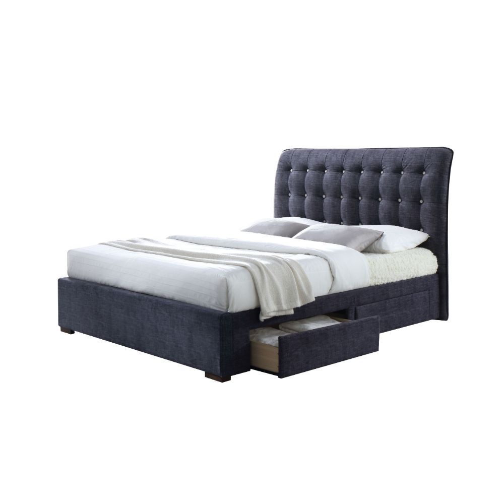 Drorit - Bed w/Storage Dark Gray King