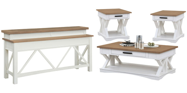 Americana Modern - Cocktail Table Set Cotton 4 Pc. Cocktail Table. 2 End Tables, Console Table