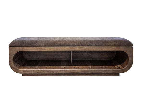 Balam - Wooden Bench With A Cushioned Seat Light Brown Fabric