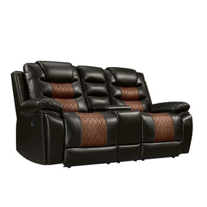Nikko - Console Loveseat With Dual Recliners Dark Brown Manual Reclining