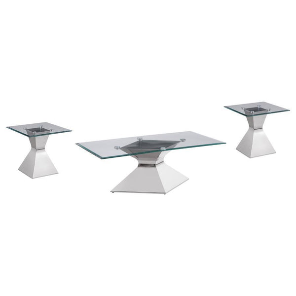 Jenny - Rectangular Coffee Table Set Pearl Silver 3 Pc. Coffee Table, 2 End Tables