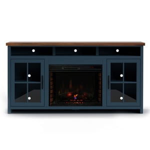 Nantucket - 74" Fireplace TV Stand - Blue Denim / Whiskey