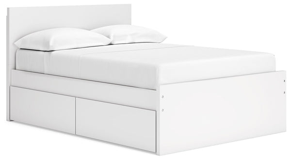 Onita - Panel Platform Bed White Full 1 Side Storage