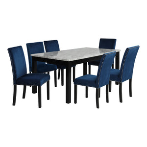 Celeste - Dining Table Set Blue 7 Pc. Table, 6 Chairs