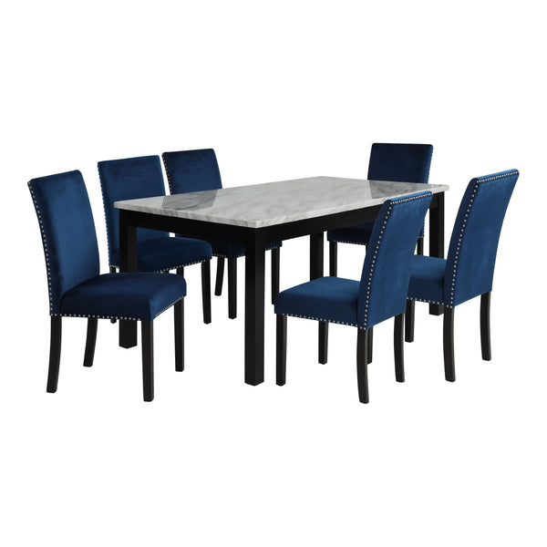 Celeste - Dining Table Set Blue 7 Pc. Table, 6 Chairs