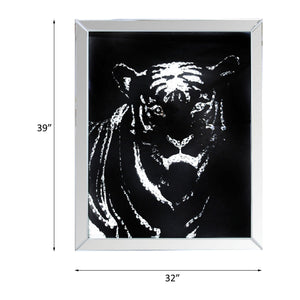 Talisha - Wall Art - Mirrored & Faux Crystal Tiger