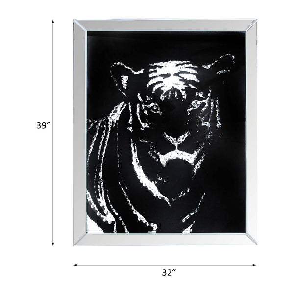 Talisha - Wall Art - Mirrored & Faux Crystal Tiger