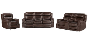 Hensley - Power Reclining Sofa Set Smooth Espresso 3 Pc. Sofa, Loveseat, Recliner