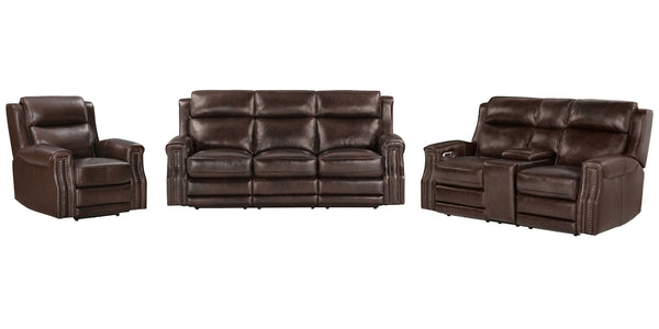 Hensley - Power Reclining Sofa Set Smooth Espresso 3 Pc. Sofa, Loveseat, Recliner