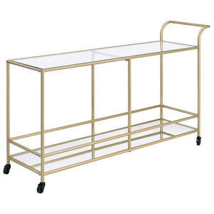 Kenda - Serving Cart - Clear Glass, Mirrored & Gold