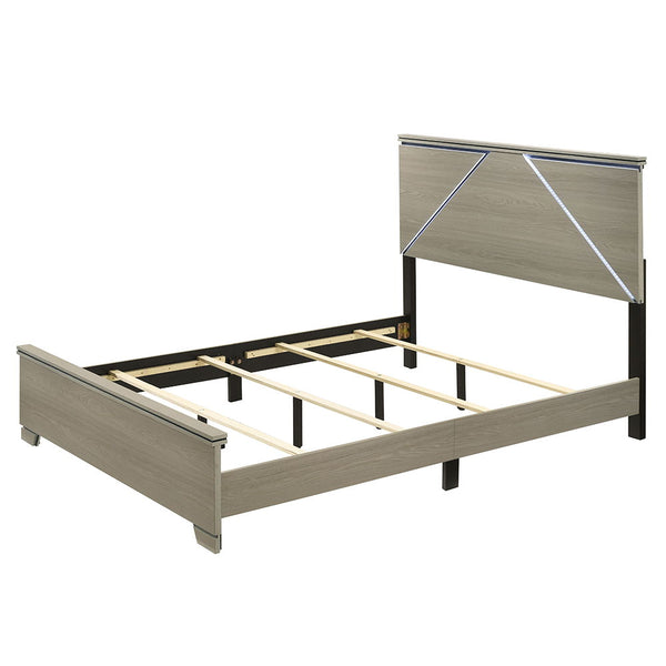 Joanna - Queen Bed With LED - Weathered Gray