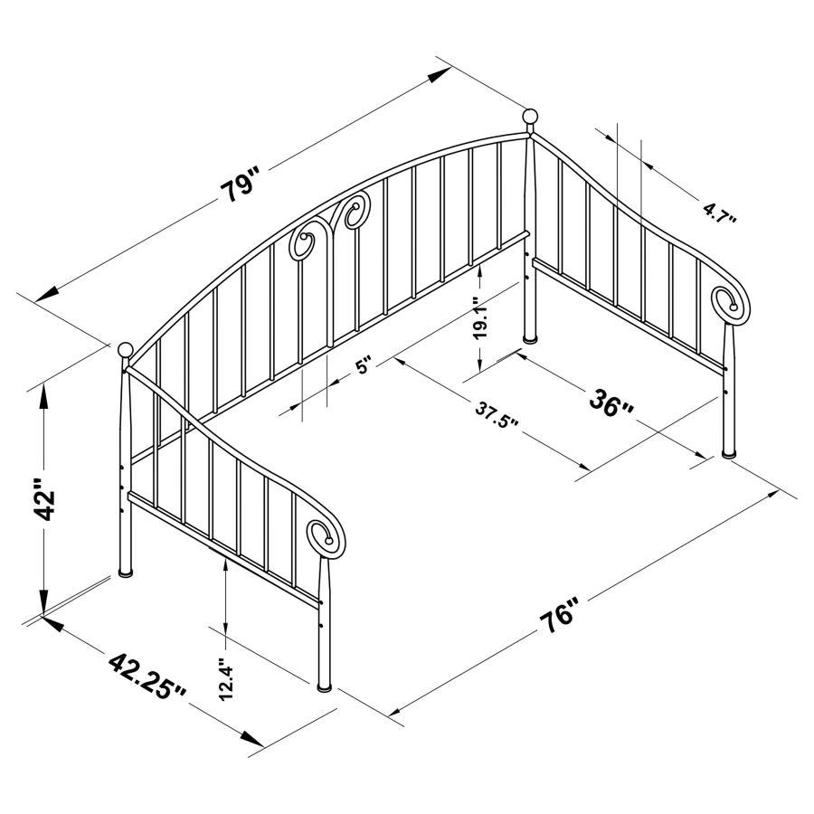 Grover - Metal Twin Daybed - Black