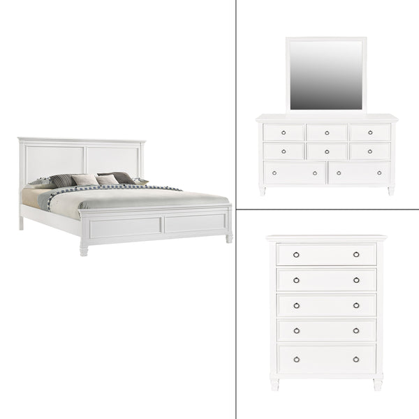 Tamarack - Bedroom Set White 4 Pc. Bed, Dresser, Mirror, Chest King