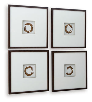 Dallbourne - Wall Art Set (Set of 4) - White / Gold Finish