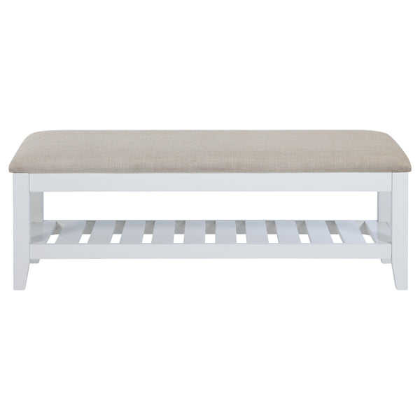 Bexhill - Upholstered Rectangular Bench with Shelf - White