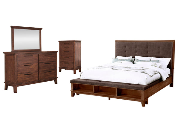 Cagney - Bedroom Set Light Brown 4 Pc. Bed, Dresser, Mirror, Chest King