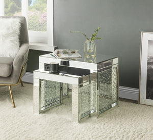 Nysa - 20" Accent Table - Mirrored & Faux Crystals Inlay