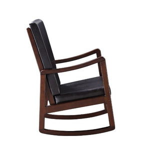 Raina - Rocking Chair - Dark Brown Synthetic Leather & Espresso