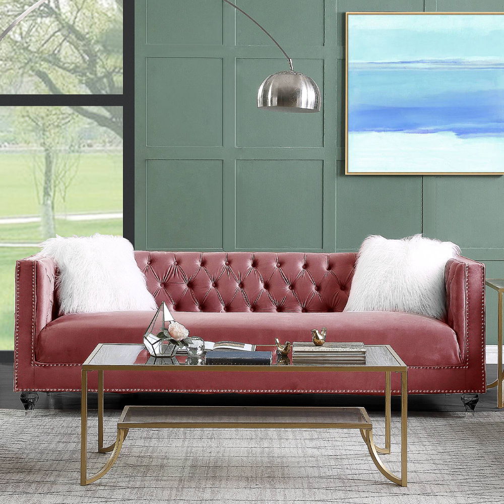 Heibero II - Sofa With 2 Pillows Pink