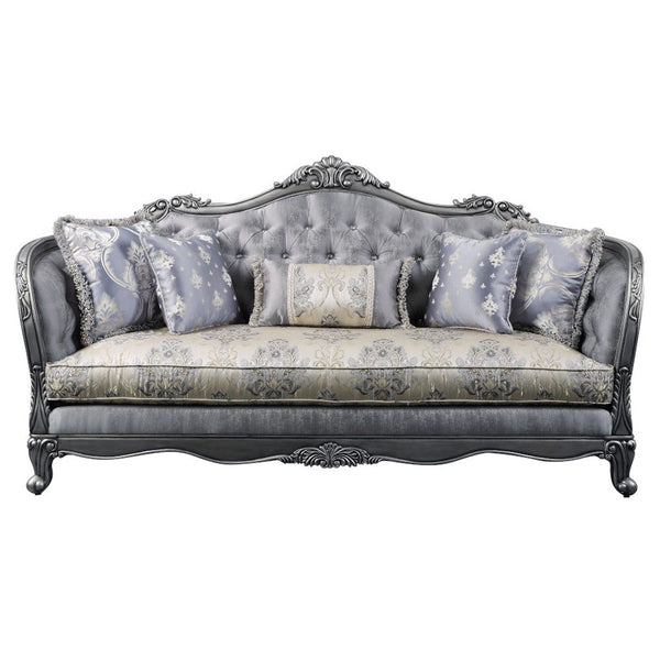 Ariadne - Sofa With 5 Pillows - Fabric & Platinum