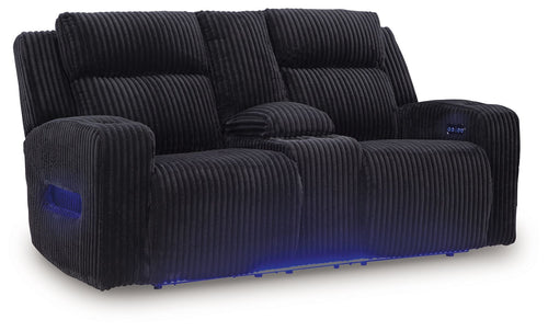 Forest Lake - Power Reclining Loveseat With Console / Adj Headrest Black
