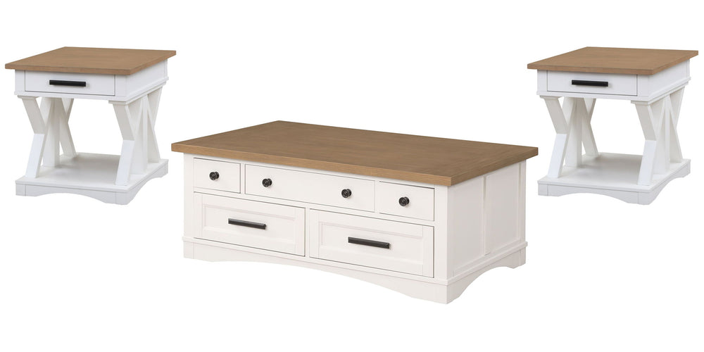 Americana Modern - Lift Top Cocktail Table Set Cotton 3 Pc. Lift Top Cocktail Table, 2 End Tables
